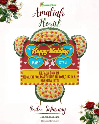 Karangan Papan Bunga Pernikahan di Tetehosi Afia